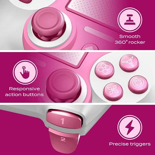 Wireless Controller For PS4, Pink ps4 controller with Dual Vibration/ 6-Axis Motion Sensor/Audio Jack/Touch Pad/Share Button, Recharge Controller For PC, P-4 Accessories Perfect Adaptive Full Version 4/4 Pro/Slim. thumbnail 4