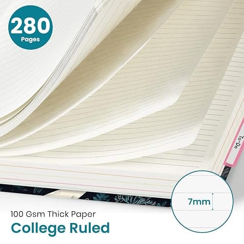 Taja Large Spiral Notebooks for Work 5 Subject with Removable Dividers | 8.5" x 11" Pretty Hardcover Notebook Journal for Women, College Ruled, Perfect for Study & Office , 280 Pages, Secret Sea thumbnail 2
