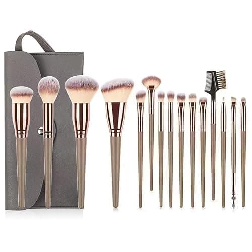 YPYMOD 15 Pezzi Set Pennelli Make up, Pennelli Trucco Professionale con Trousse in Pelle PU, Adatti per il Fondotinta Misto, Correttore, Blush, Ombretto, Contouring - Image 1