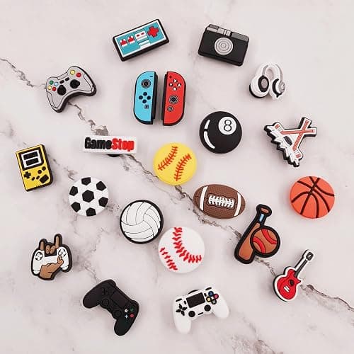 YMHOETS 25 30 Pieces Sports Shoe Charms for Boys Men Video Game Camping Fishing Clogs Shoe Decorations Charms Accessories for Kids Party Favor thumbnail 4