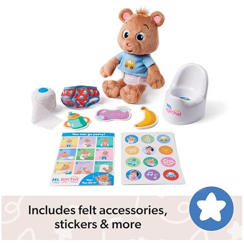 Ms. Rachel Potty Time with Bean, 11” Plush Teddy Bear with Play Toilet & Accessories, Toddler Toys for Girls & Boys for Ages 18 Months to 3+ thumbnail 7