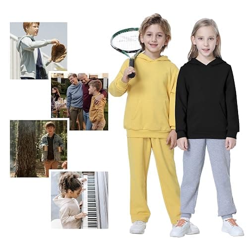 Kid Nation Kids' Soft Brushed Fleece Casual Basic Pullover Hooded Sweatshirt Hoodie for Boys or Girls 4-12 Years thumbnail 2