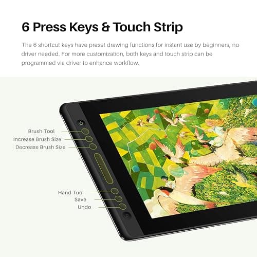 HUION Kamvas Pro 16 V2 Drawing Tablet with Screen, 16384 Levels Pen, 15.6" | Battery-Free PenTech 4.0, Full Lamination Canvas Glass 2.0, Smart Touch Bar and 6 Keys, Works with PC, Mac and Linux thumbnail 3