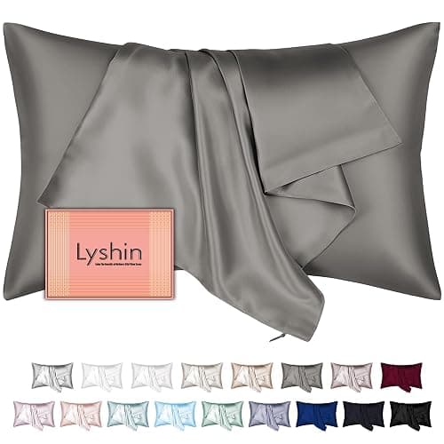 Mulberry Silk Pillow Cases Standard Size with Hidden Zipper, Ultra Smooth and Soft Breathable Cooling Silk Satin Pillowcase for Hair and Skin, Gifts for Women Men (Dark Grey, 20x26 Inches, 1 Pack) - Image 1