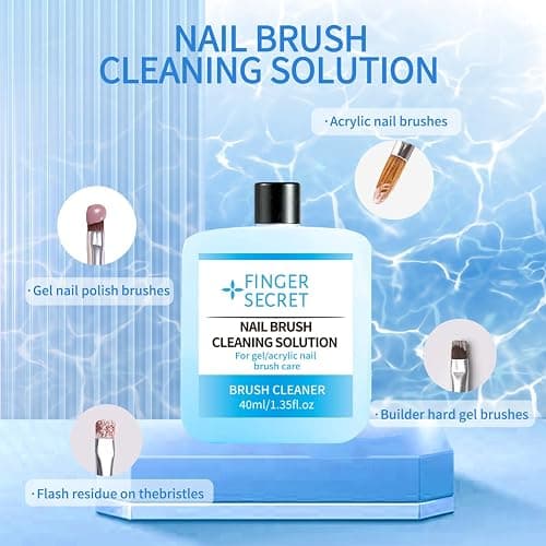 Finger Secret 40ml Acrylic Monomer Liquid, Nail Acrylic Liquid with 40ml Nail Brush Cleaning Solution Nail Brush Cleaner for Acrylic Powder Acrylic Nail kit thumbnail 5
