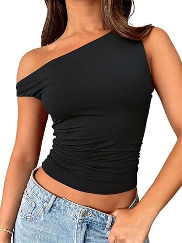 ForeFair Womens Off Shoulder Tops Sleeveless Going Out Crop Tank Tops Slim Fitted Shirts Summer Outfits Y2K Cute Tops - Image 1