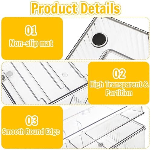 Acshio 2 Pack Lash Extension Organizer, Clear Eyelash Cart Storage Boxes with 6 Compartments, Separated Large Capacity Eyelash Extension Supplies Storage Container for Lash Techs thumbnail 5