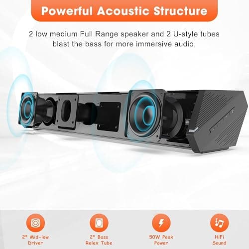 Bestisan Sound Bars for TV, 16'/50W Small Soundbar for TV, Sound Bar with Depths Sound Enhanced/DSP/Bass+/3EQ, Surround Sound Speakers for TV Works with HDMI ARC/CEC,Optical/BT/PC … thumbnail 2