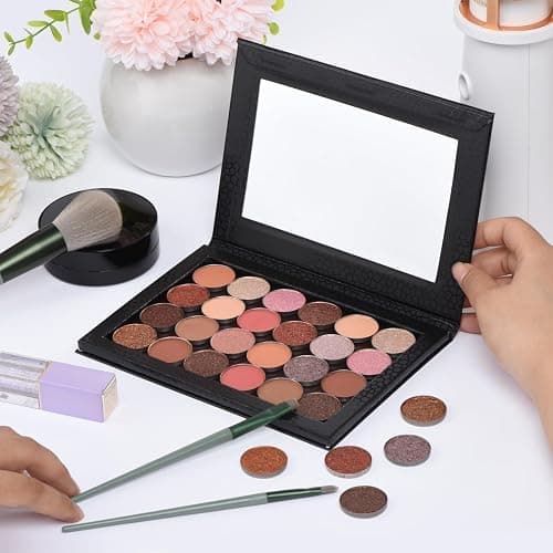 Allwon Magnetic Palette Empty Makeup Palette with Mirror for Eyeshadow Lipstick Blush Powder (Black) thumbnail 4