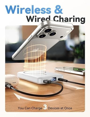 Magnetic Portable Charger, 10000mAh Power Bank, 20W Fast Charging for Magsafe Battery Pack, Travel Essential Wireless Charger Compatible with iPhone 17/16/15/14/13/12 Pro/Max/Air/Plus Series, Samsung thumbnail 5