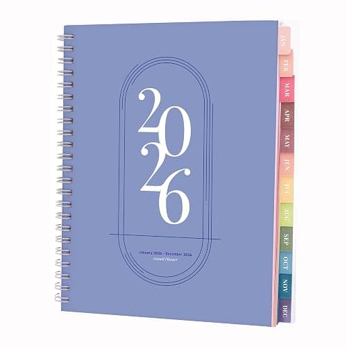 Rileys 2026 Planner, Agenda Planner With Weekly And Monthly View, Daily Agenda Book And Yearly Planners Calendar Book, Spiral Bound With Tabs, Notes, Goals And Holidays (Blue, 8 x 6 in) - Image 1
