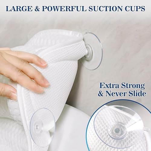Ozyalo Bath Pillows for Tub, Luxury Bathtub Pillow for Head & Neck Support | Soft 4D Air Mesh Bath Pillow, 6 Non-slip Suction Cups, Quick-drying, Machine Washable, Wash Bag Included, Spa Gift for Women thumbnail 5