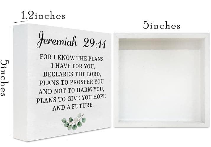 Christian Decor Wood Sign Desk Decor Rustic Motivational Bible Verse Jeremiah 29 11 Wooden Sign for Home Office Living Room Church Kitchen Bedroom Bathroom Table Shelf Religious Gifts -B05 thumbnail 2