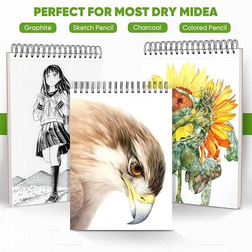 Soucolor Sketch Book, Spiral Bound Acid-Free Sketchbook with 68lb/100gsm for Paper Painting, Drawing, Writing, Artist Sketching Pad for Kids, Adults & Teens, 100 Sheets (Black, 9 x 12 Inch, Pack of 1) thumbnail 3
