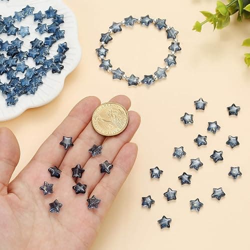 100pcs Dark Blue Star Beads Glass Crystal 10mm Stars Glass Spacer Beads for Jewelry Bracelet Making DIY Crafts Gifts (Dark Blue Star) thumbnail 6