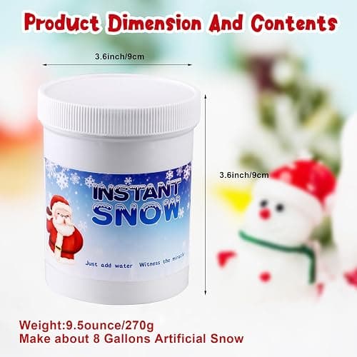 Instant Snow Fake Snow Powder-Make 6-8 Gallons of Artificial Snow, Instant Snow Powder Instant Snow Packets Magic Snow Perfect for Winter Decoration, Holiday and Winter Crafts and Artificial Snow Play thumbnail 2