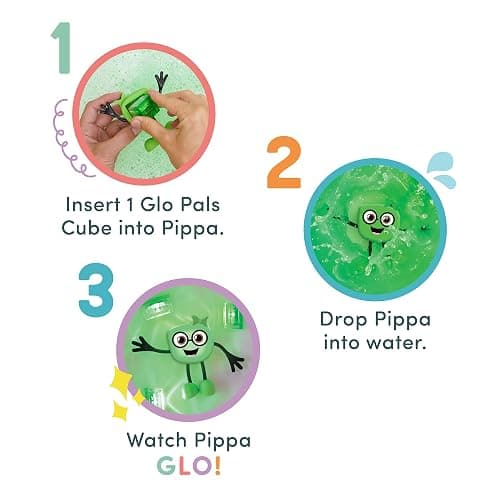New Glo Pals Pippa Water-Activated Bath Toy with 6 Reusable Light-Up Cubes for Sensory Play thumbnail 5