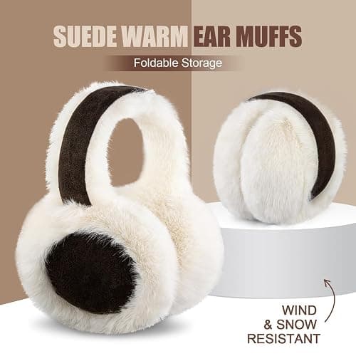 WATAME Womens Foldable Ear Muffs Fuzzy Faux Fur Earmuffs Fluffy Headband Ear Warmer Outdoor Girls Ear Cover thumbnail 2