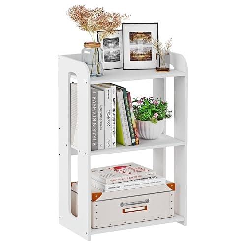HAYOFAMY 3 Tier End Table Nightstand White, Small Bookshelf with Open Shelf, Narrow Side Table Bedside Table for Bedroom, Living Room, Office, Bathroom - Image 1