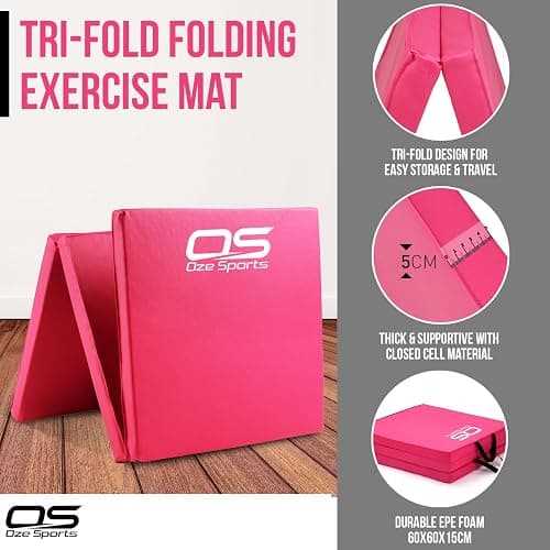 Gymnastic Tumble Exercise Mat Non Slip PU Leather Surface High Density Polyether Material 6FT Long Tri Folding Crash With Carry Handles perfect for gymnastics yoga Pilates thumbnail 6