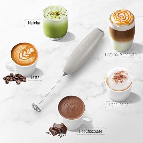 Zulay Kitchen Milk Frother Handheld Electric Whisk with AA Duracell Batteries – Durable Drink Mixer for Coffee, Lattes, Cappuccinos & More - Gray thumbnail 3