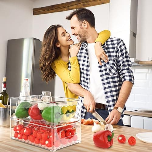 changshengda Fridge Storage Organiser- 6 Pack (3 Sizes) Fridge Organisers Stackable, Fridge Organisers for Pantry, Freezer, Cabinet, Drawer thumbnail 2