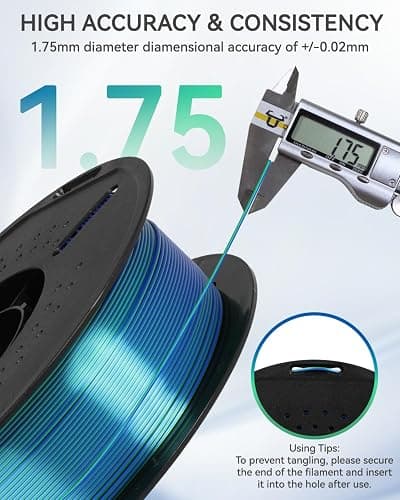 Epelay Silk PLA+ 3D Printer Filament 1.75mm, Blue Green Dual Color Shiny Silk PLA, Smooth Flow High Precision Printing, +/-0.02mm Dimensional Accuracy, 1kg (2.2lbs), Fits Most FDM 3D Printers thumbnail 3