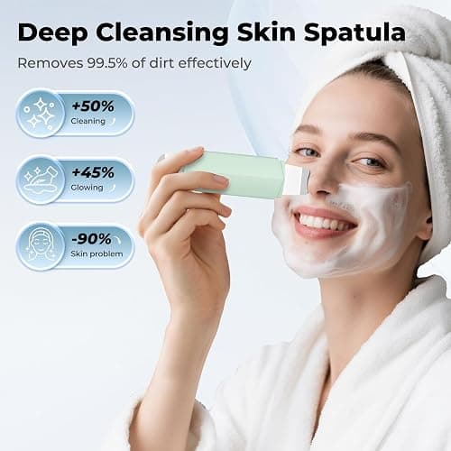 Blackhead Remover Tool Face Scrubber: PETYDOOT Double-Headed Face Spatula Skin Scrubber, Nose Pore Cleaner Blackhead Remover for Facial Deep Cleansing Skin Care Tool for Men & Women (Green) thumbnail 2