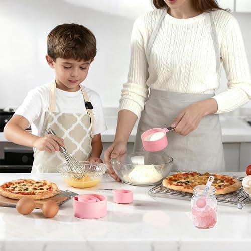 Measuring Cups and Spoons Set, 10 Pieces Stackable Measure Tools with Stainless Steel Handles, Kitchen Gadgets for Cooking & Baking (Pink) thumbnail 7
