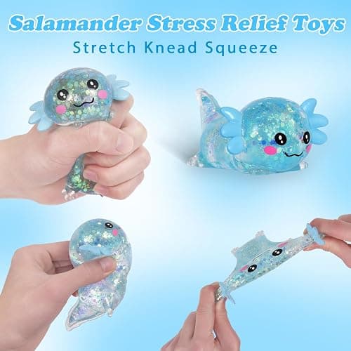 Axolotl Squishy Stress Ball, Soft TPR Slow Rising Squeeze Toy, Cute Axolotl Fidget Toy for Stress Relief, Anxiety Calming Sensory Toy for Kids Adults(Blue Lie Axolotl) thumbnail 3