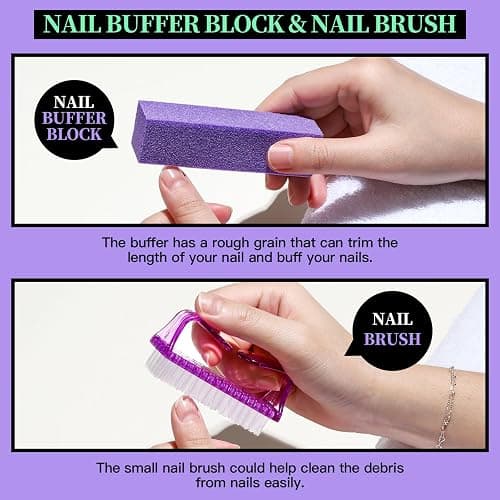 FANDAMEI Manicure and Pedicure Tools Kit, Manicure Kit, Nail Files 100/180, Nail Buffer Block, Nail Cuticle Nippers, Cuticle Pusher, Cuticle Peeler, Ingrown Toenail Tool, Toenail File, Purple thumbnail 3
