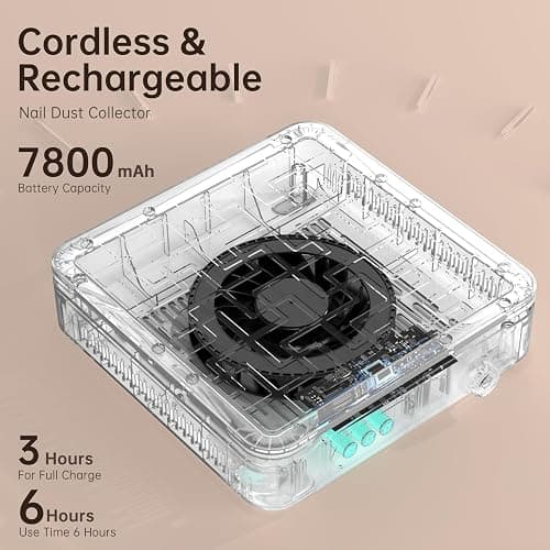 CHRISTINE SHELLY Nail Dust Collector, Cordless Dust Collector Nail Tech, Powerful 1000PA Nail Fan Vent Dust Collector Extractor Dust Suction Machine for Acrylic Nails Polishing (AB Diamond) thumbnail 2