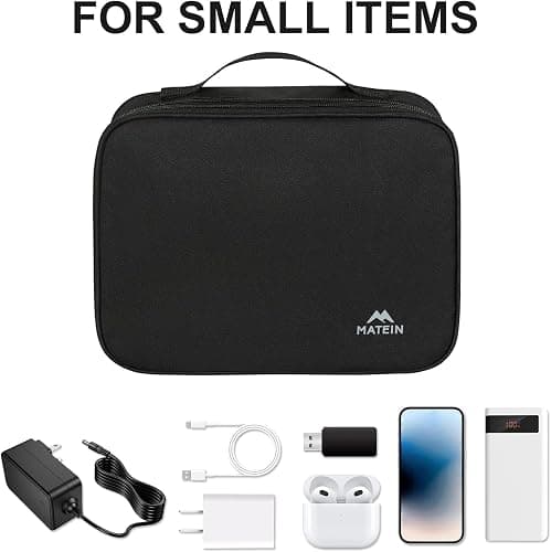 MATEIN Electronic Organizer Travel Case, Small Double Layers Cable Organizer for Travel Accessories, Water Resistant Portable Tech Case for Phone, Cords, Charger, Earphone, Tech Gifts, Black thumbnail 2