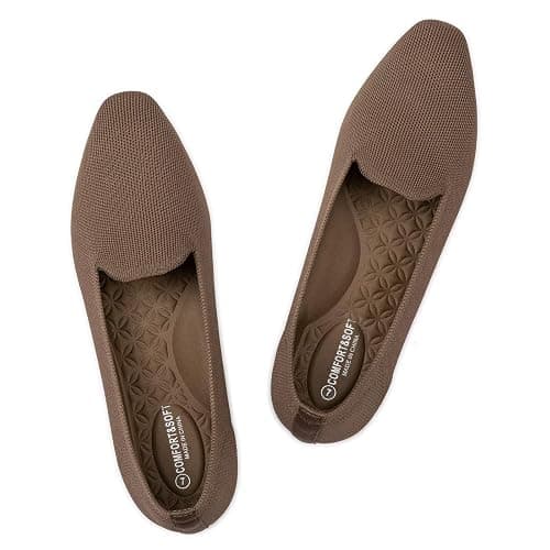 Frank Mully Women's Knitted Square Toe Flats Comfortable Loafer Shoes Office Work Shoes Lightweight - Image 1