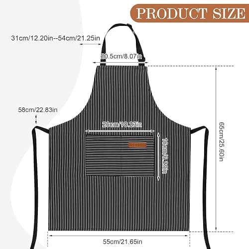 XLSXEXCL Stripes Kids Apron, Kids Cooking Aprons with 2 Pockets, Cute Kids Aprons for Cooking for Boys and Girls thumbnail 2