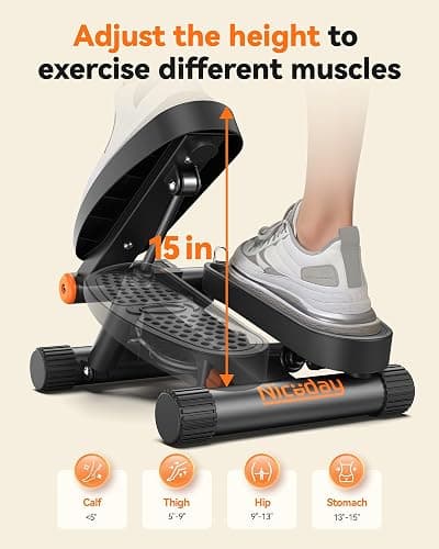 Niceday Steppers for Exercise, Stair Stepper with Resistance Bands, Mini Stepper with 300LBS Loading Capacity, Hydraulic Fitness Stepper with LCD Monitor thumbnail 4
