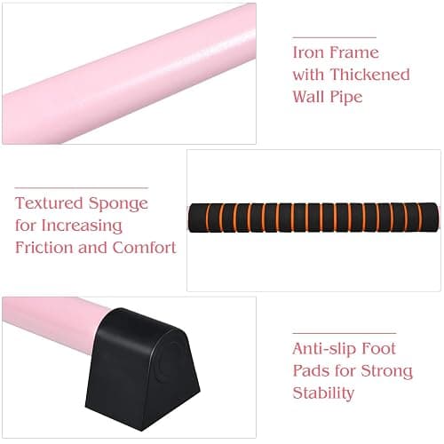 GOFLAME Ballet Barre Portable Double, 4FT Freestanding Ballet Barre Adjustable, Heavy Duty Dancing Stretching Ballet Bar for Home, Dance Barre, Fitness Ballet Bar (Pink) thumbnail 5