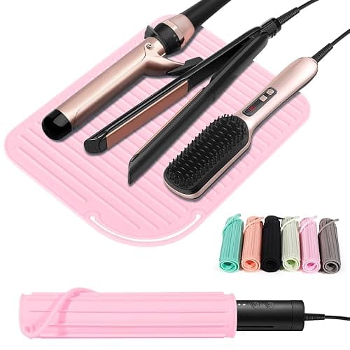 Quccefods Heat Resistant Mat Large Silicone Hot Hair Tools Holder for Curling Irons Flat Iron Hair Straightener Mat Portable Vanity Pad Accessories/Organizer - Image 1