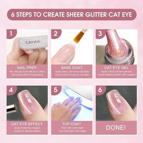 CANNI 8 Pcs 9 ML Cat Eye Gel Nail Polish Set, Red Purple Pink Blue Green Glitter Rainbow Holographic Cat Eye Gel Polish Kit with Magnet Colors Nail Art Manicure Salon DIY Gifts thumbnail 9