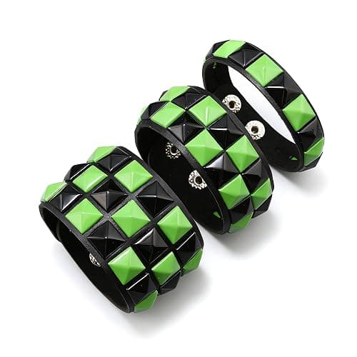 CCAKXCJJ 3PcsPunk Bracelet Leather Studded Bracelets Emo Bracelet Adjustable Goth Bracelets for Men Women thumbnail 3