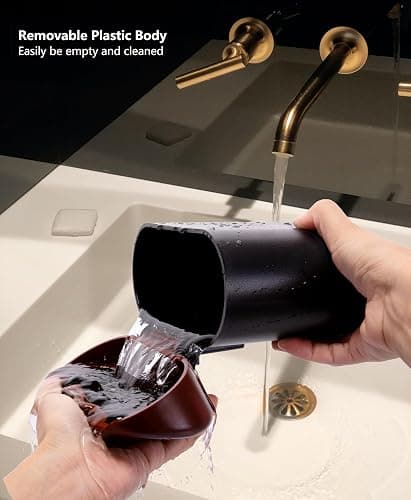 Ginsco 2 Pack Mini Car Trash Can with Lid, Small Car Garbage Can, Cute Leakproof ABS Car Trash Bin, Car Accessories for Interior, Garbage Bin for Car, Home, Office with 120pcs Trash Bags Black/Brown thumbnail 8