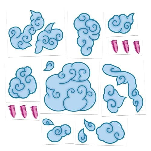 Gamer Cosplay Temporary Tattoos - Blue Cloud Temporary Tattoos for Halloween & Anime Conventions - FULL SET - Easier than Make-Up - MADE in USA (Style A) - Image 1