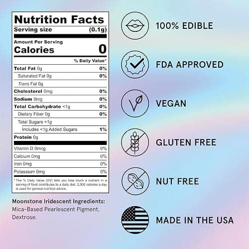Fancy Sprinkles Moonstone Iridescent Edible Glitter Luster Dust 4gm | For Drinks, Cocktails, Champagne & Cake Decorating | Vegan, Gluten Free, Non-GMO | Made in USA thumbnail 2