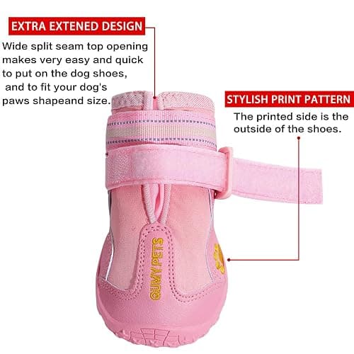 QUMY Dog Shoes for Large Dogs, Medium Dog Boots & Paw Protectors for Winter Snowy Day, Summer Hot Pavement, Water-Resistant in Rainy Weather, Outdoor Walking, Indoor Hardfloors Skid-Resistant Sole thumbnail 3