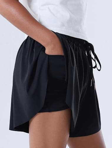 Yitoco 2-3 Pack Girls Flowy Butterfly Shorts with Pockets Liner 2 in 1 Skirt for Fitness, Athletic Running Sports thumbnail 3