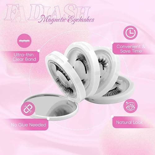 FADLASH Magnetic Eyelashes with Applicator 4 Pairs Magnetic Lashes Natural Look No Glue Needed Reusable Easy to Wear False Eyelashes (604+079+806+B7) thumbnail 2