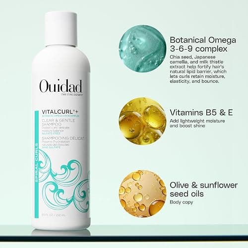 Ouidad VitalCurl+ Clear & Gentle Shampoo for Spiral Curls – Nourishing, Sulfate-Free Cleanser, Balances Curly Hair's pH to Retain Moisture, Elasticity, and Bounce, Silicone & Mineral Oil Free thumbnail 3