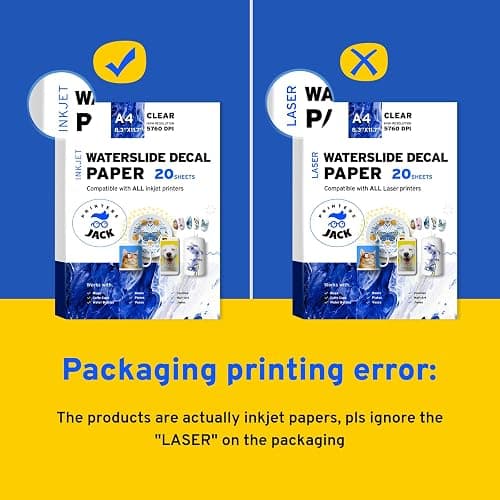 Water Slide Decal Paper Inkjet 20 Sheets A4 Size Premium Water-Slide Transfer Paper Clear Transparent Printable Water Slide Decals for Tumblers, Mugs, Glasses DIY Christmas Gift thumbnail 2
