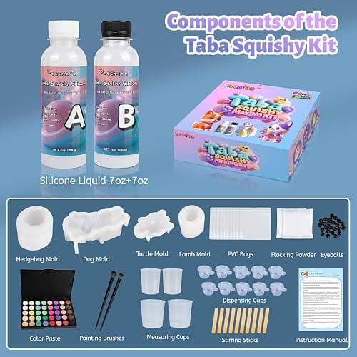 DIY Taba Squishy Kit - Make Your Own Squishies with Animal Molds and 1:1 AB Liquid Silicone Gel (14oz) thumbnail 3