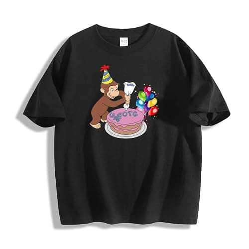 Curious and George Monkey Happy Birthday Short Sleeve Little Kids T-Shirt - Image 1
